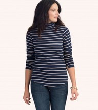 Hatley Womens Striped Turtleneck NV/CAMEL