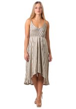 Neesha Womens Metallic High Low V-Neck Dress METALLIC