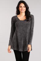 M Rena Womens Raw Around The Edges Tunic CHARCOAL