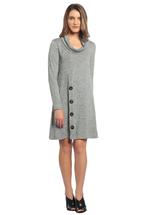 Neesha Women's Cowl Neck Sweater Dress with Buttons HEATHER