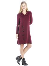 Neesha Women's Cowl Neck Sweater Dress with Buttons MAROON