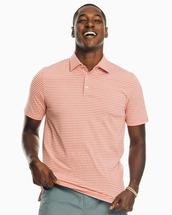 Southern Tide Men's Driver Heather Micro Striped Performance Polo HEATHERROSEWOODRED