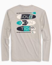 Southern Tide Men's Paddleboard Stack L/S Heather Performance T-Shirt HEATHERSEAGULLGREY