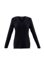 Marble Of Scotland Women's V-Neck Top w/Sleeve Detail BLACK