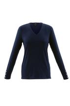 Marble Of Scotland Women's V-Neck Top w/Sleeve Detail MARINE