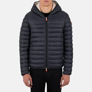 Save The Duck Men's Nathan Faux Fur Lined Hooded Jacket BLACK