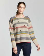Pendleton Women's Bridger Stripe Lambswool Sweater TANHEATHERSTRIPE