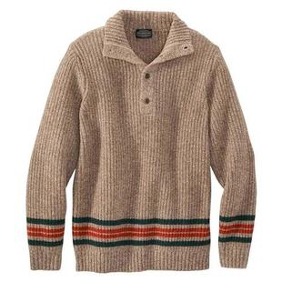 Pendleton Men's Camp Stripe Lambswool Henley Sweater BROWNMARL