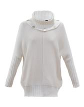 Marble Of Scotland Women's Tunic Sweater With Button Trim IVORY