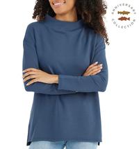Free Fly Women's Bamboo Thermal Fleece Mockneck TRUENAVY