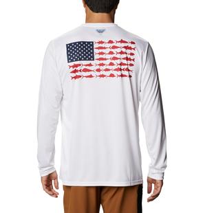 Columbia Men's Terminal Tackle PFG Fish Flag Long Sleeve Shirt WHITECOLLEGIA