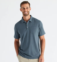Free Fly Men's Bamboo Heritage Polo SLATEBLUE