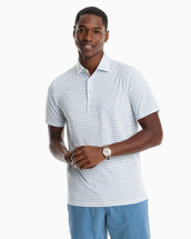 Southern Tide Men's Brrr-eeze Dunes Stripe Performance Polo Shirt CLASSICWHITE