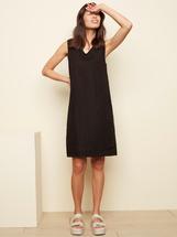 Charlie B Women's Sleeveless Linen V-Neck Dress BLACK
