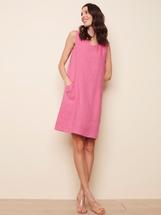 Charlie B Women's Sleeveless Linen V-Neck Dress FUSCHIA