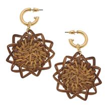 Canvas Riley Wicker Drop Hoop Earrings in Brown BROWN