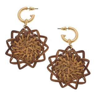  Canvas Riley Wicker Drop Hoop Earrings In Brown