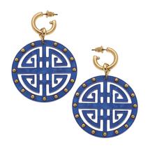 Canvas Jenson Greek Keys Resin Statement Earrings BLUE