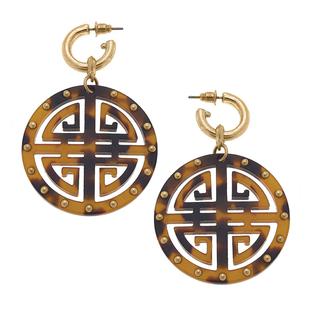 Canvas Jenson Greek Keys Resin Statement Earrings TORTOISE