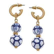 Canvas Lillian Chinoiserie Drop Hoop Earrings in Blue & White BLUEANDWHITE