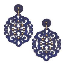 Canvas Emmy Filigree Resin Statement Earrings in Navy NAVY