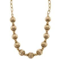 Canvas Jade Ribbed Metal Chain Link Necklace in Worn Gold 