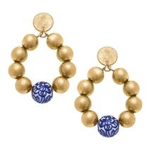 Canvas Paloma Chinoiserie & Ball Bead Teardrop Earrings in Blue & White BLUEANDWHITE