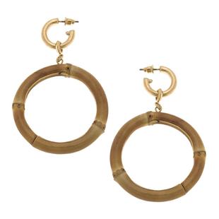 Canvas Felicity Bamboo Drop Hoop Earrings in Natural NATURAL