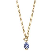 Canvas Evelyn Chinoiserie T-Bar Necklace in Blue & White BLUEANDWHITE