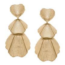 Canvas Micah Ginkgo Statement Earrings in Worn Gold WORMNGOLD