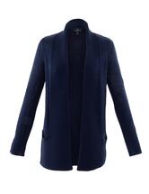 Marble Of Scotland Women's Solid Cardigan With Shawl Collar NAVY