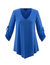 Marble Of Scotland Women's V-Neck With Shirred Sleeve ROYAL