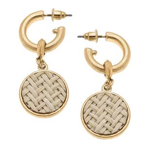 Canvas Style Danielle Raffia Drop Hoop Earrings in Natural NATURAL