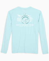 Southern Tide Men's Skipjack Compass Performance L/S T-Shirt WAKEBLUE