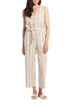 Tribal Women's Sleeveless Striped Jumpsuit PECAN