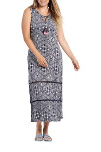 Tribal Women's Printed Maxi Dress With Inserts NAUTICAL