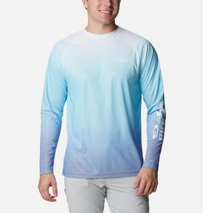 Columbia Men's PFG Terminal Deflector Printed Long Sleeve Shirt BLUEMACAWGRAD