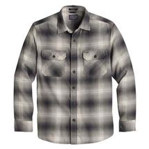 Pendleton Men's Plaid Burnside Double-Brushed Flannel Shirt GREY/BLACK