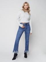 Charlie B Women's Fringe Hem Straight Leg Jeans MEDIUMBLUE