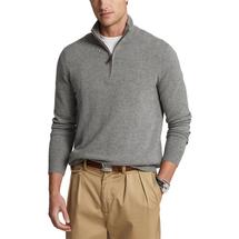 Polo Ralph Lauren Original Label Lux Merino Half Zip Sweater - Non Logo FAWNGREYHEATHER