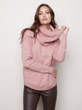 Charlie B Women's Sweater with Removable Scarf HWOODROSE