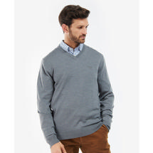 Barbour Men's Loyton Merino V-Neck Sweater GREYMARL
