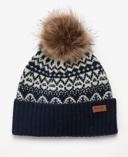 Barbour Women's Alpine Fair Isle Pom Beanie NAVY