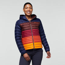 Cotopaxi Women's Fuego Down Hooded Jacket Colorblock MARITIME/CHESTNUT