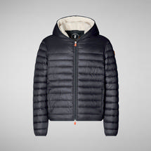 Save The Duck Men's Nathan Faux Fur Lined Hoody Puffer BLACK