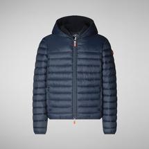 Save The Duck Men's Nathan Faux Fur Lined Hoody Puffer BLUEBLACK