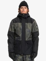 Quiksilver Men's Mission Printed Block Insulated Snow Jacket TRUEBLACKFADEOUTCAMO