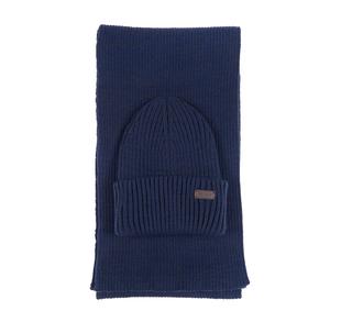 Barbour Crimdon Beanie and Scarf Gift Set NAVY