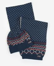 Barbour Rothbury Fairisle Beanie & Scarf Gift Set NAVY