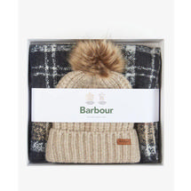 Barbour Saltburn Beanie & Tartan Scarf Set - Rosewood ROSEWOOD